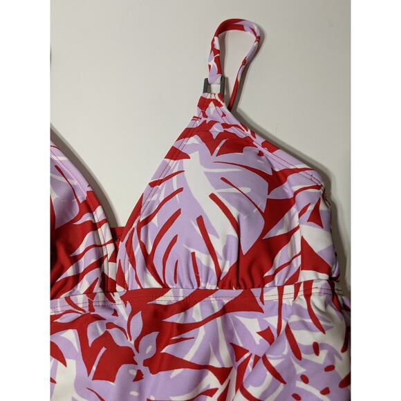 Kona Sol Tankini Swimsuit Bikini Sharkbite Hem Top Layered Leaf S Full Coverage - Picture 5 of 9